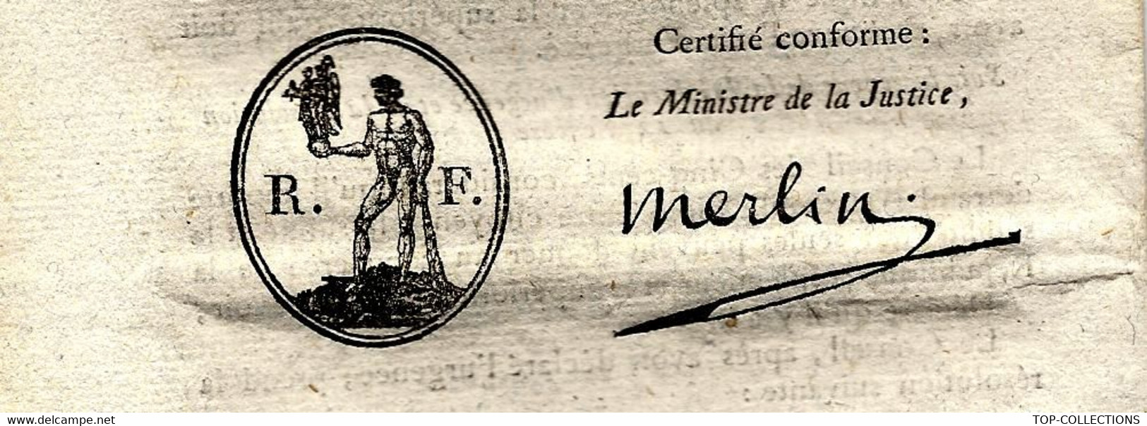 1797  LOI DE LA REPUBLIQUE FRANCAISE Avec Sign. M. DE LA JUSTICE « Merlin » AN IV N° 112 16 PAGES Imprimé à  PARIS - Décrets & Lois