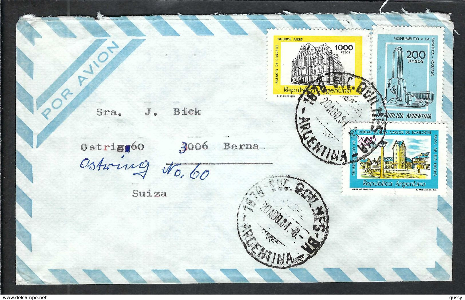 ARGENTINE 1981:  LSC Rec. Par Avion Pour La Suisse - Storia Postale