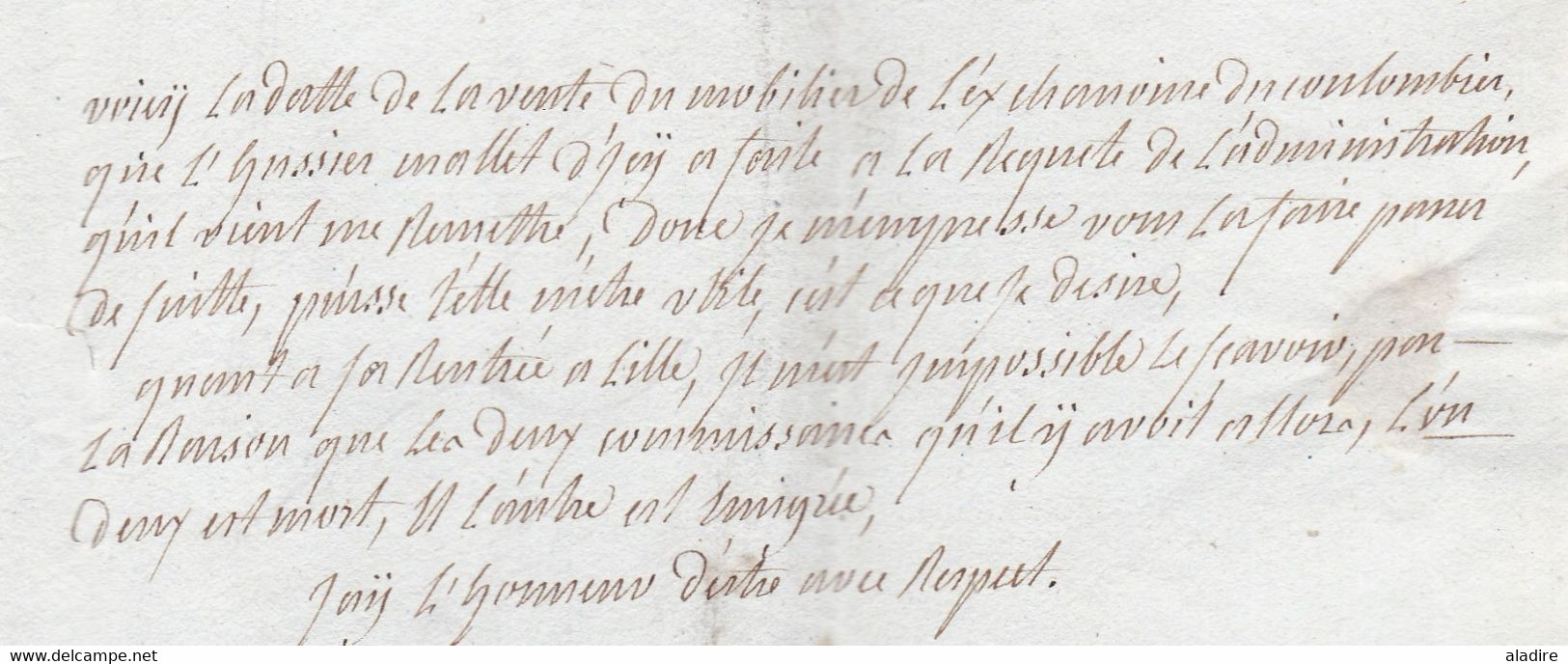 1799 - An 7 - Marque Postale 57 LILLE Sur Lettre Pliée Avec Correspondance Vers SAINT OMER, Pas De Calais - 1701-1800: Precursors XVIII