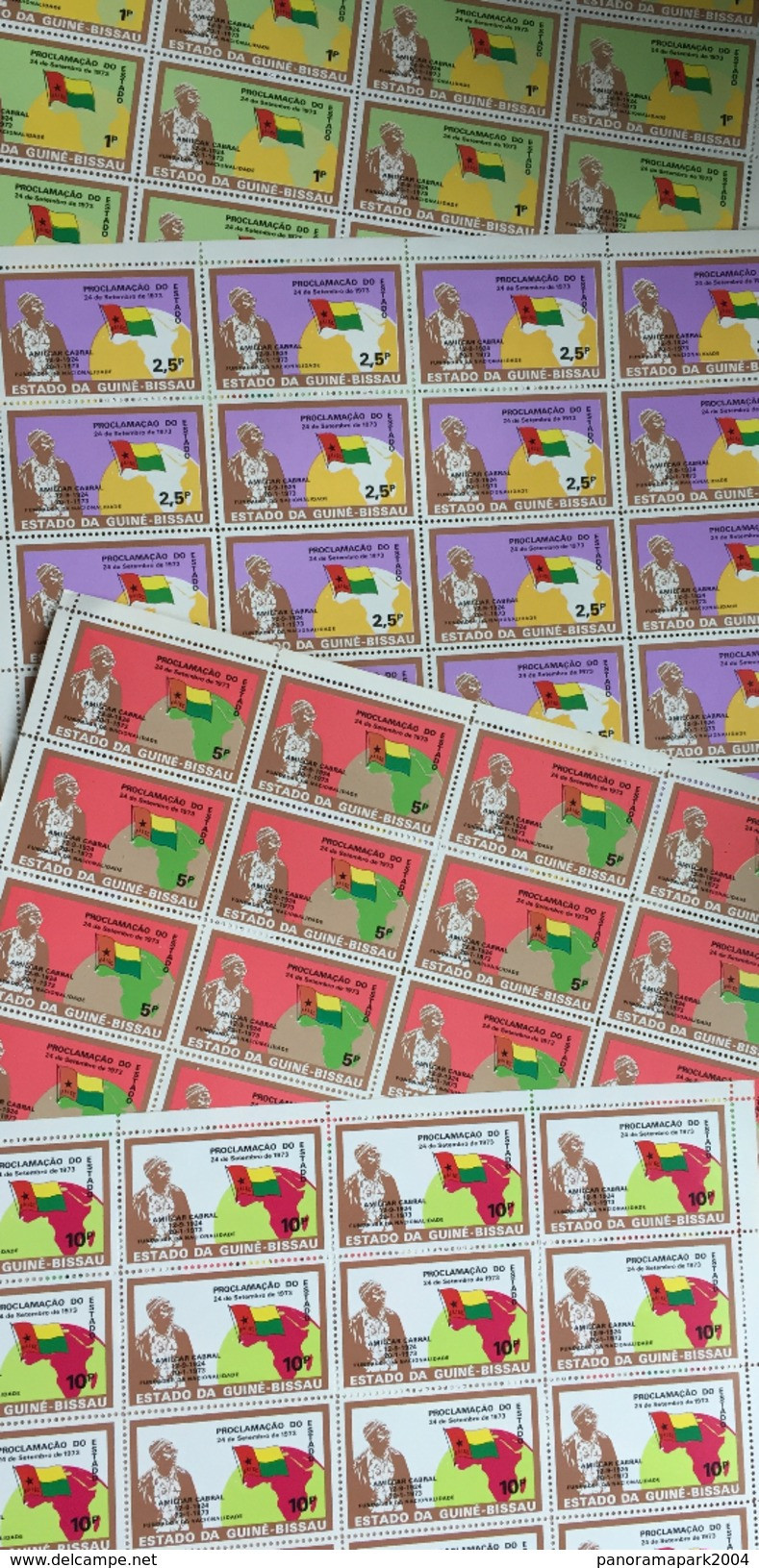 Guiné-Bissau 1973 1974 Full Sheets Mi. 345-348 Republic History Flags Politics Map Karte Flagge Fahne Drapeau - Stamps