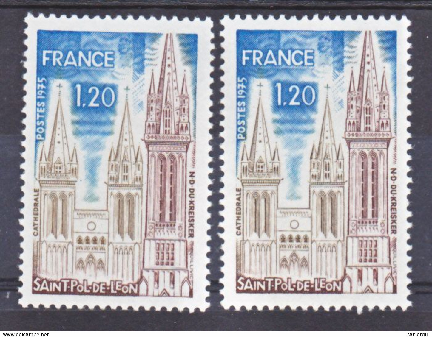 France 1808c Variété Gomme Tropicale Et Normal Saint Pol De Leon Neuf ** TB MNH Sin Charnela Cote 45 - Neufs