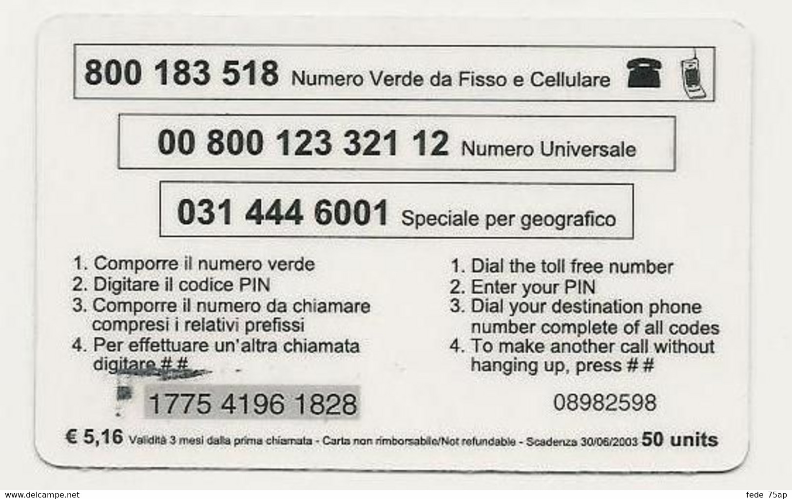 SCHEDA INTERNAZIONALE LION CARD 50 UNITS Scadenza 30/06/2023 - Oerwoud