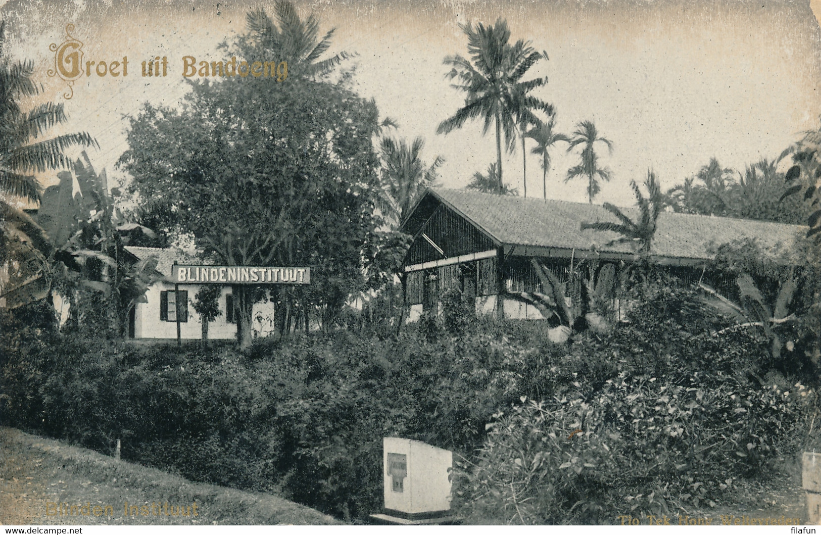 Nederlands Indië - 1911 - 2,5c Cijfer Op Ansicht Van GR Tjimahi Naar Hilversum - Fotokaart Blinden Instituut Bandoeng - Netherlands Indies