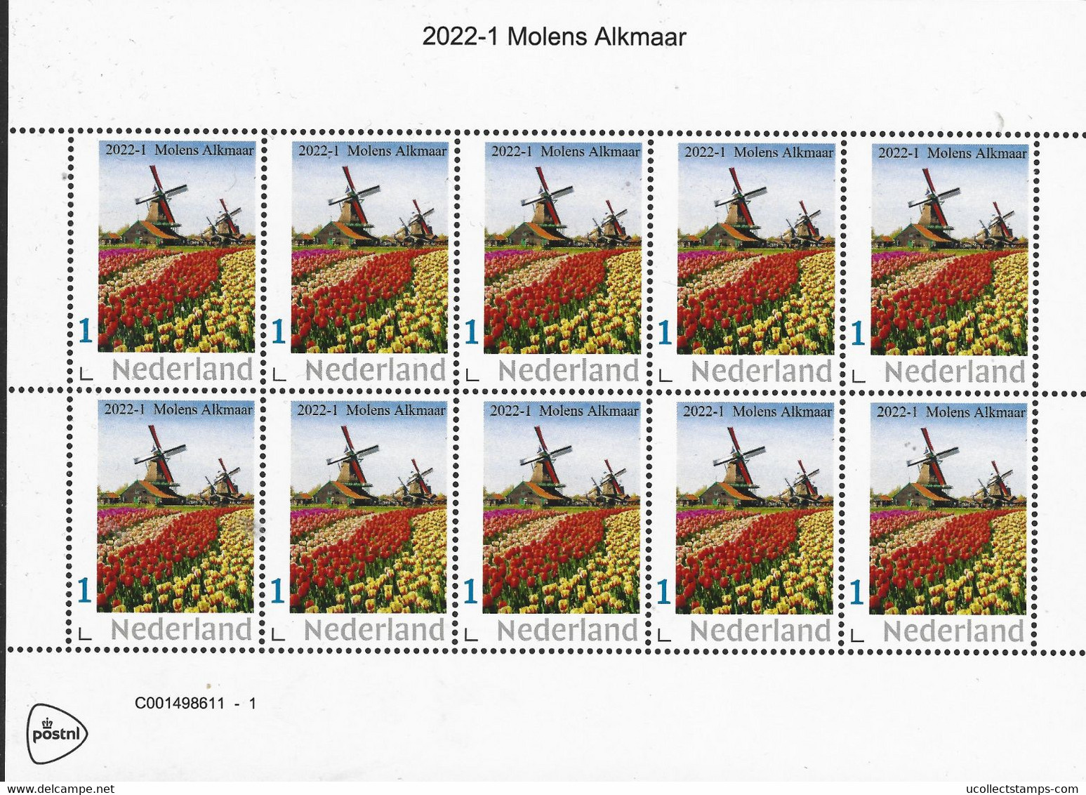 Nederland  2022-1   Molen Bloemen Tulips  Alkmaar  Windmill  Vel-sheetlet    Postfris/mnh/neuf - Neufs