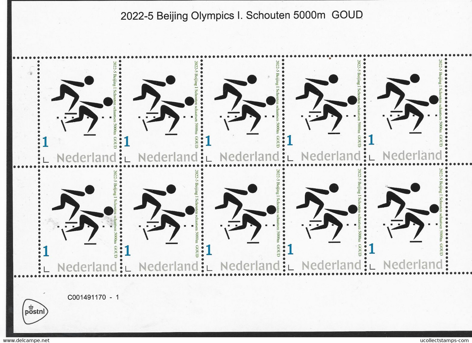 Nederland  2022-5  Olympics I  Schouten Schaatsen Skating  5000m   GOUD  Vel-sheetlet  Postfris/mnh/neuf - Neufs