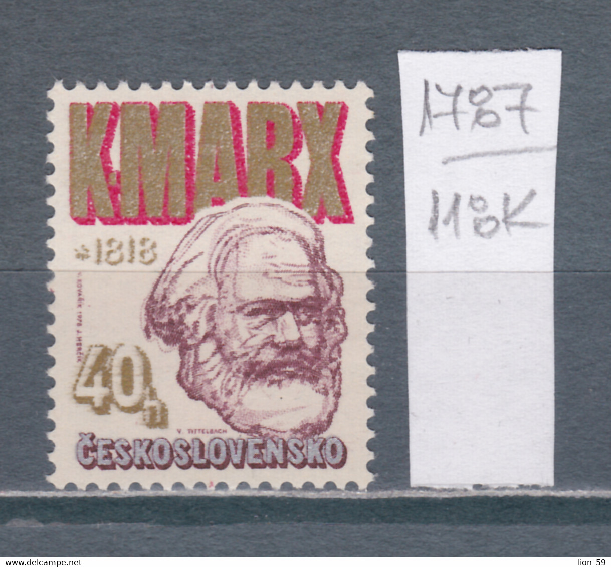 118K1787 / Czechoslovakia 1978 Michel Nr. 2422 MNH (**) 160th Birth Anniversary Karl Marx -  Philosopher Tchecoslovaquie - Karl Marx