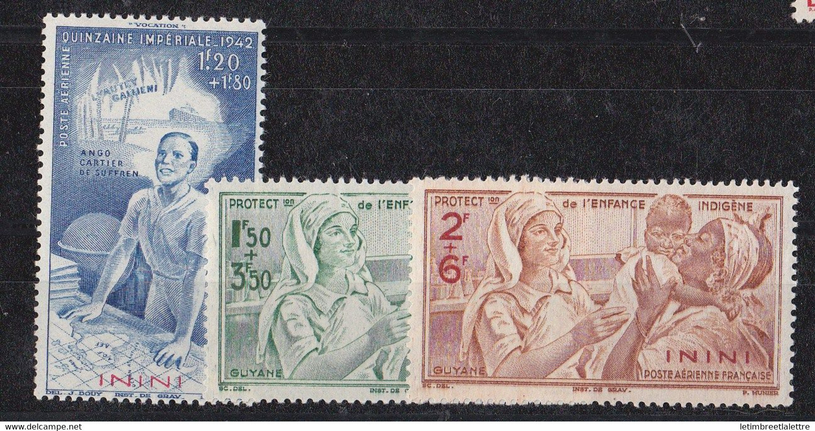 ⭐ Inini - Poste Aérienne - YT N° 1 à 3 ** - Neuf Sans Charnière - 1942 ⭐ - Unused Stamps