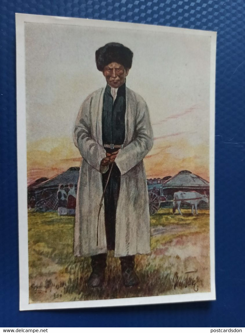 KAZAKHSTAN PEOPLE. NOGAI Man FROM KARANOGAI (Little Jüz)  - Old USSR PC 1938 Max Tilke - Kasachstan