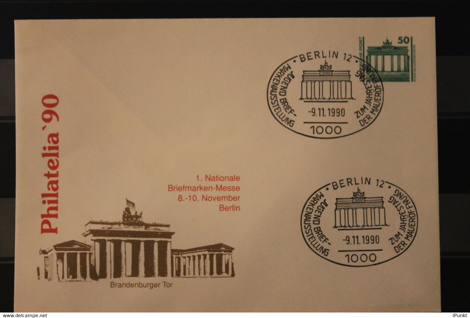 Deutschland 1990; Philatelia '90 Berlin, Brandenburger Tor; Sonderstempel - Privé Briefomslagen - Gebruikt