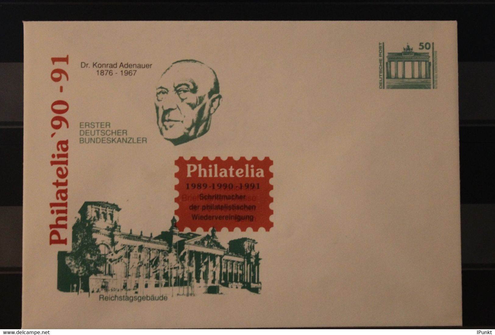 Deutschland 1990; Philatelia '90 Berlin, Reichstaggebäude; Mit Zudruck - Privé Briefomslagen - Ongebruikt