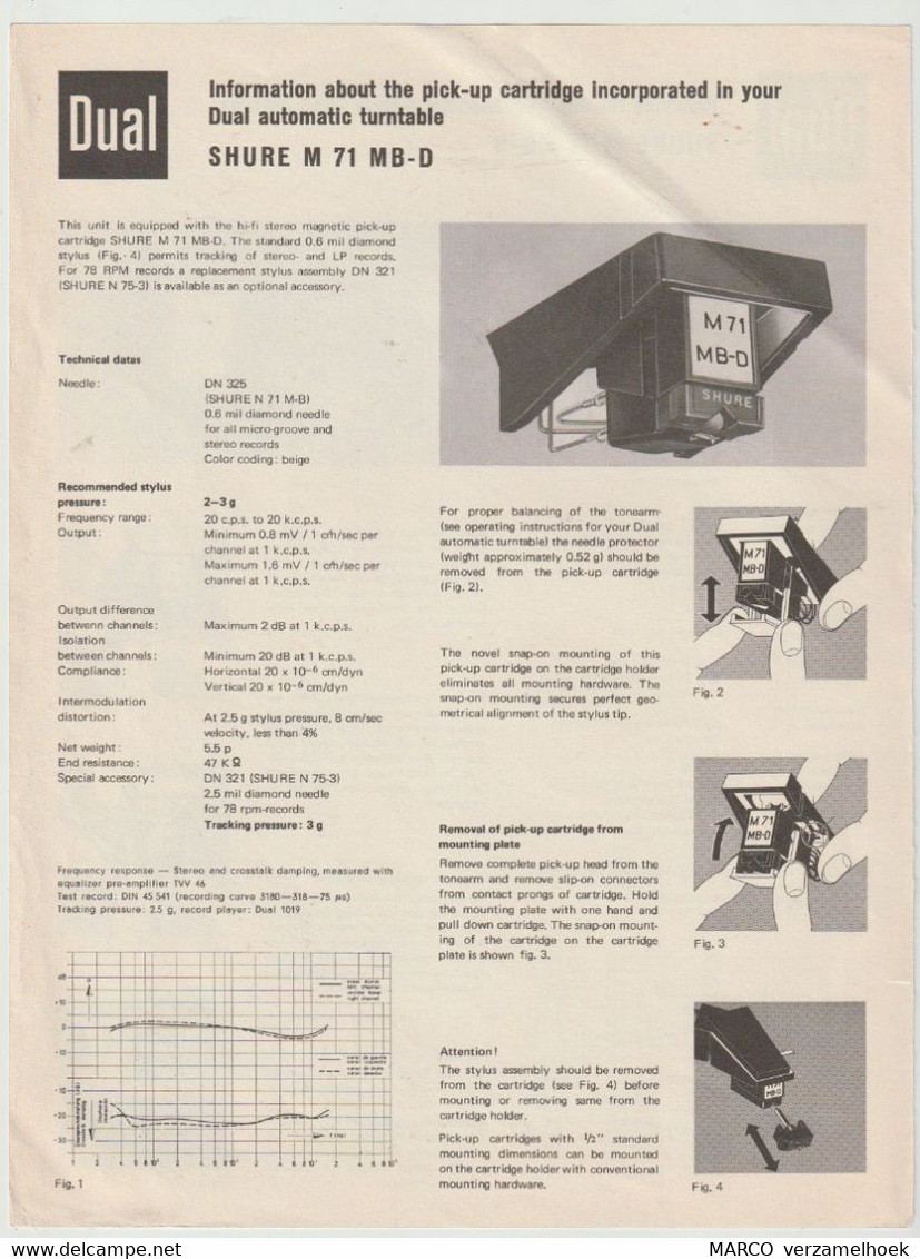 Handleiding-user Manual DUAL St. Georgen/schwarzwald (D) Shure M 71 MB-D - Literatuur & Schema's