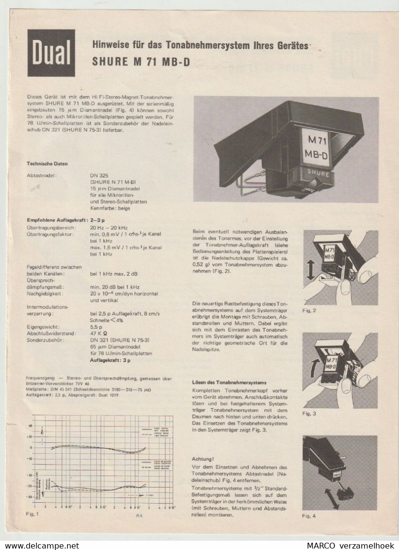 Handleiding-user Manual DUAL St. Georgen/schwarzwald (D) Shure M 71 MB-D - Libros Y Esbozos