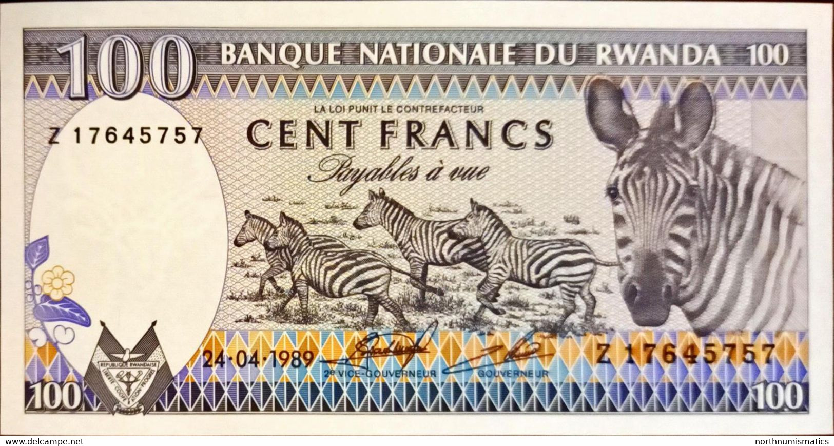 Rwanda 100 Francs 1989 Z Replacement Unc - Ruanda