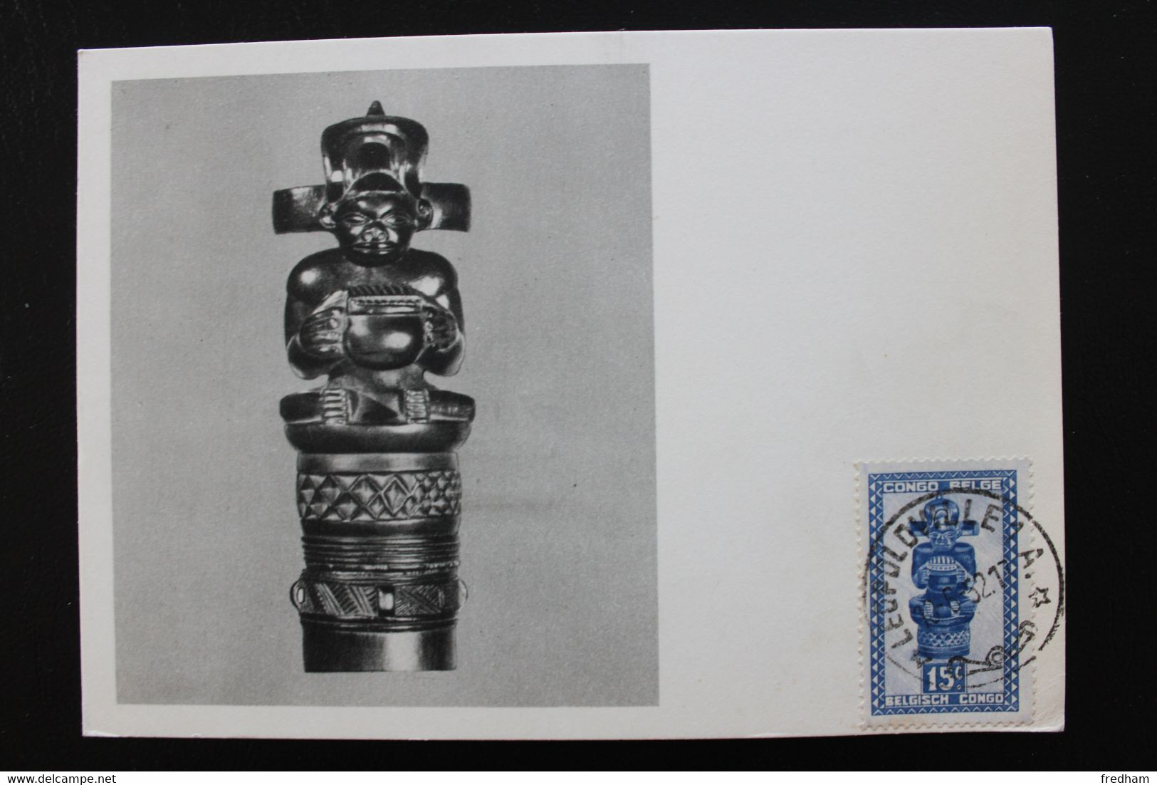 1952 CONGO BELGE CAD LEOPOLDVILLE SERIE DE L'ART INDIGENE "PLASMARINE " Pour COUSOLRE (FRANCE) Y&T BE-CD 278 - 1951-1960
