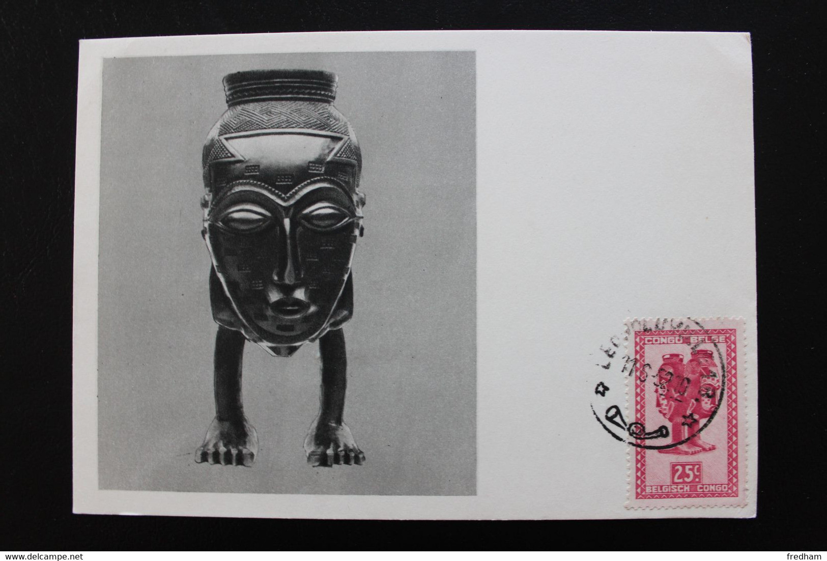 1952 CONGO BELGE CAD LEOPOLDVILLE SERIE DE L'ART INDIGENE "PLASMARINE " Pour COUSOLRE (FRANCE) Y&T BE-CD 282 - 1951-1960