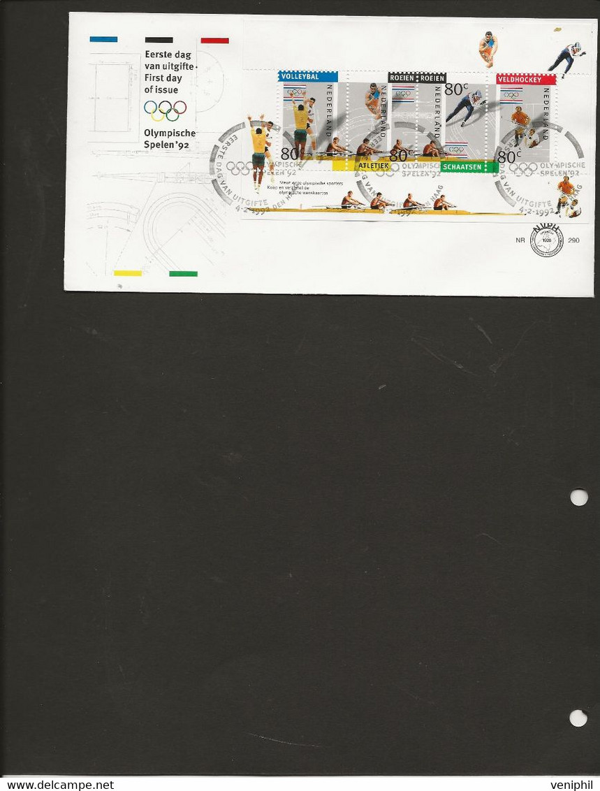 PAYS BAS - FDC AFFRANCHIE BLOC N° 36 - JEUX OLYMPIQUES 1992 - - FDC