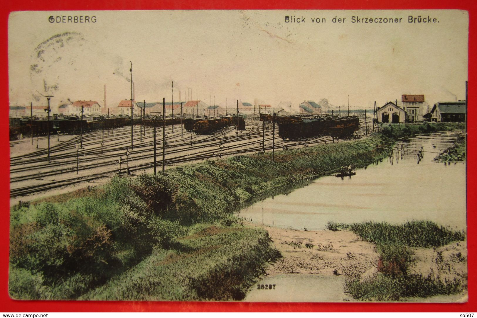 I2 - Germany Vintage Postcard- Oderberg, Blick Von Der Skrzeczoner Brucke. Bahnhof,Train,Railway,Railroad,Factory 1907. - Oderberg