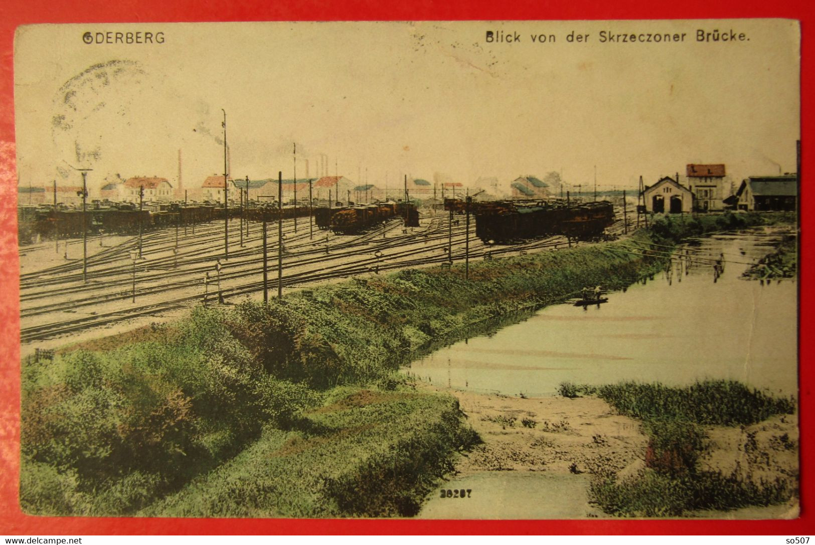 I2 - Germany Vintage Postcard- Oderberg, Blick Von Der Skrzeczoner Brucke. Bahnhof,Train,Railway,Railroad,Factory 1907. - Oderberg