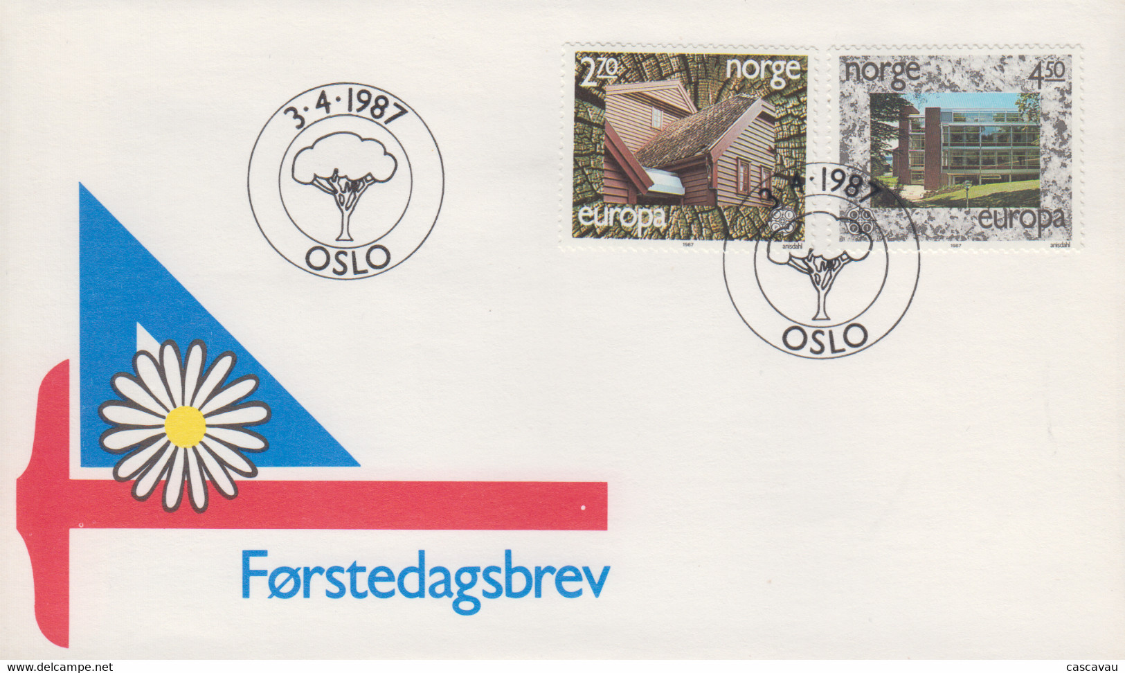 Enveloppe   FDC  1er  Jour   NORVEGE   Paire    EUROPA    1987 - FDC