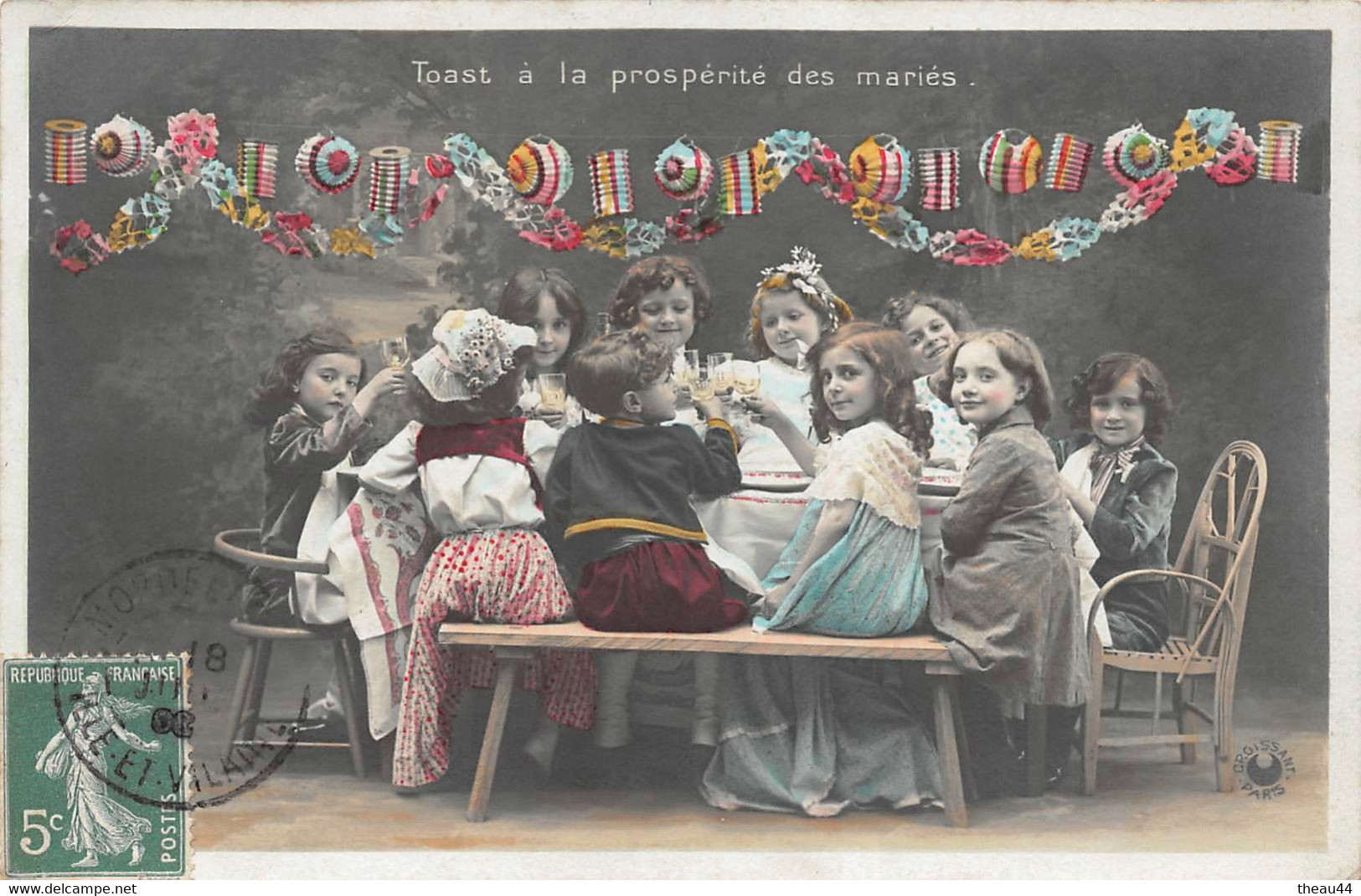 ¤¤  -  Lot De 5 Cartes  -  Mariage   -  Enfants -  Violon, Mariée   -   ¤¤ - Noces