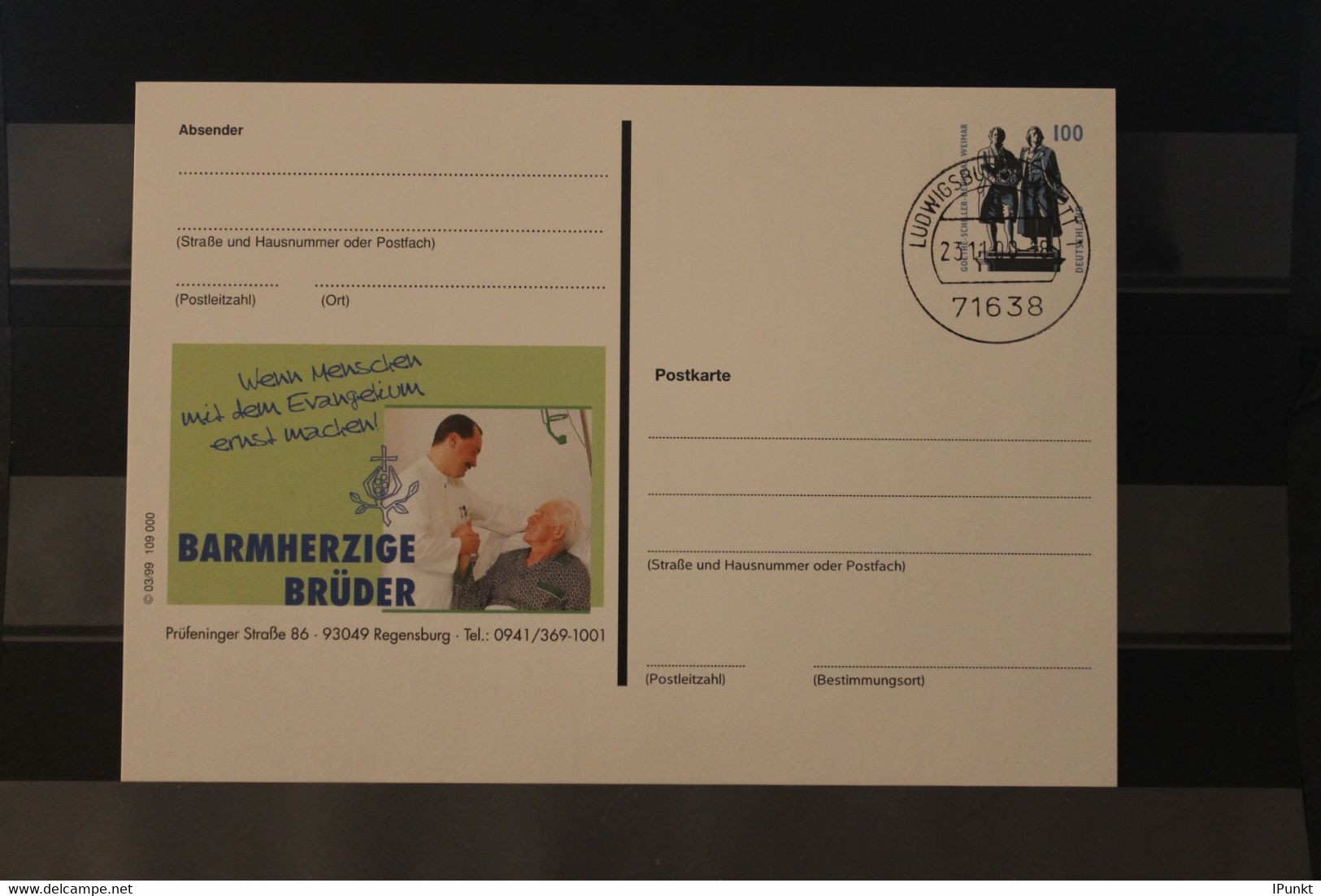 Deutschland 1999, Ganzsache  Barmherzige Brüder, 03/99 - Cartes Postales Privées - Oblitérées