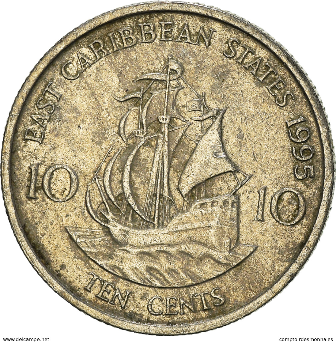 Monnaie, Etats Des Caraibes Orientales, 10 Cents, 1995 - Britse Caribische Gebieden