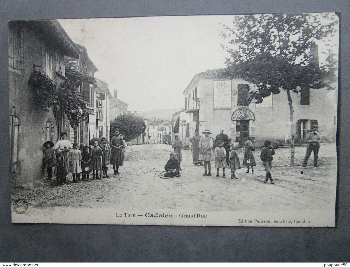 CPA 81 Tarn CADALEN  Prés Gaillac  - Tous Les Enfants De La Grand'Rue Au Fond L'épicerie Du Village  MAGGI  Vers 1910 - Cadalen