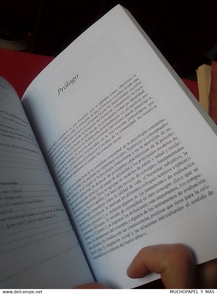 LIBRO MANUAL DE PSICOLOGÍA COMUNITARIA Mª ISABEL HOMBRADOS MENDIETA EDITORIAL SÍNTESIS 2013 VER FOTOS, PRINTED IN SPAIN. - Filosofie & Psychologie