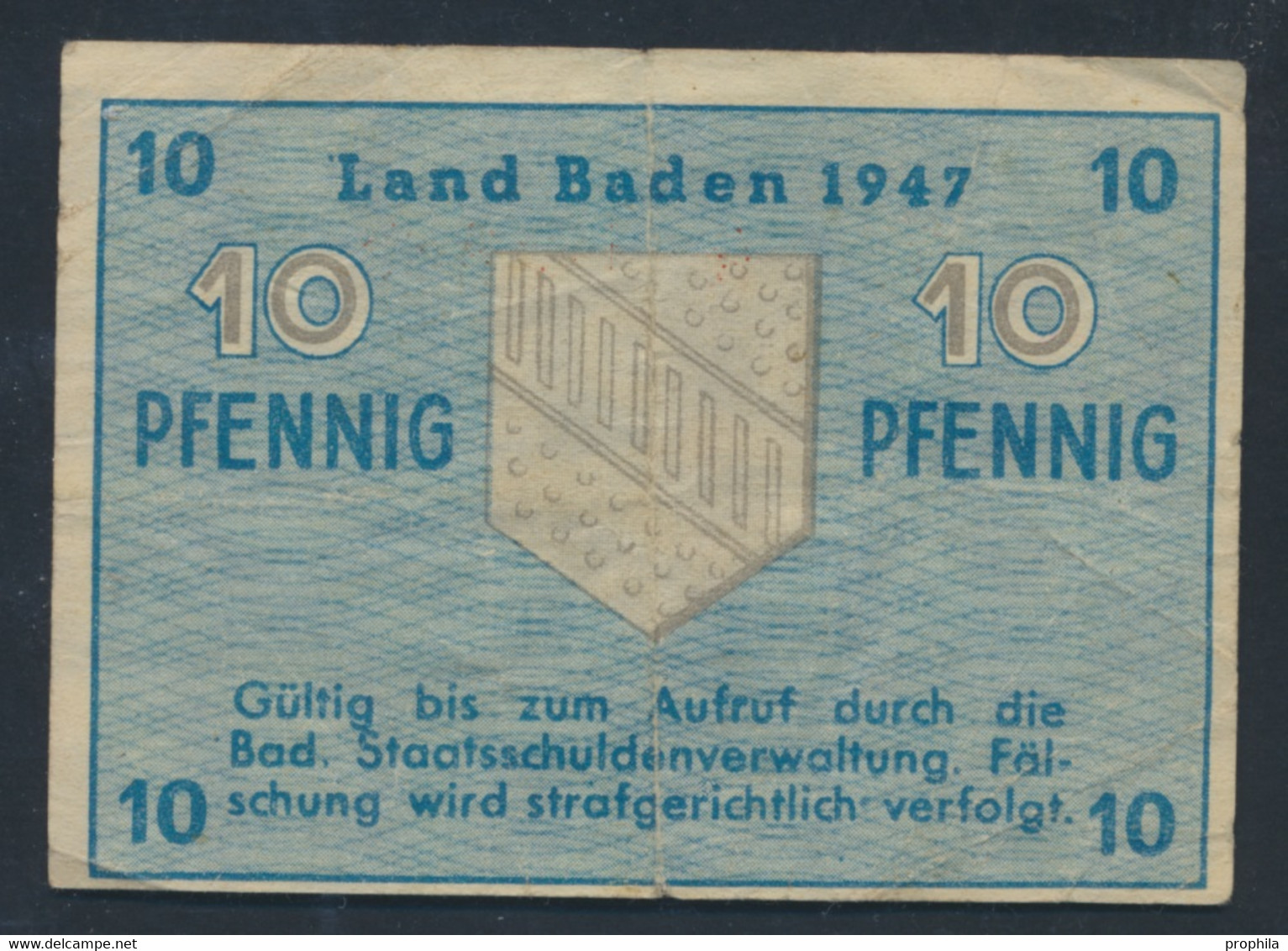 Franz. Zone-Baden Rosenbg: 209d, No KN 6stellig Landesregierung Baden Gebraucht (III) 1947 10 Pfenning (9227880 - Other & Unclassified