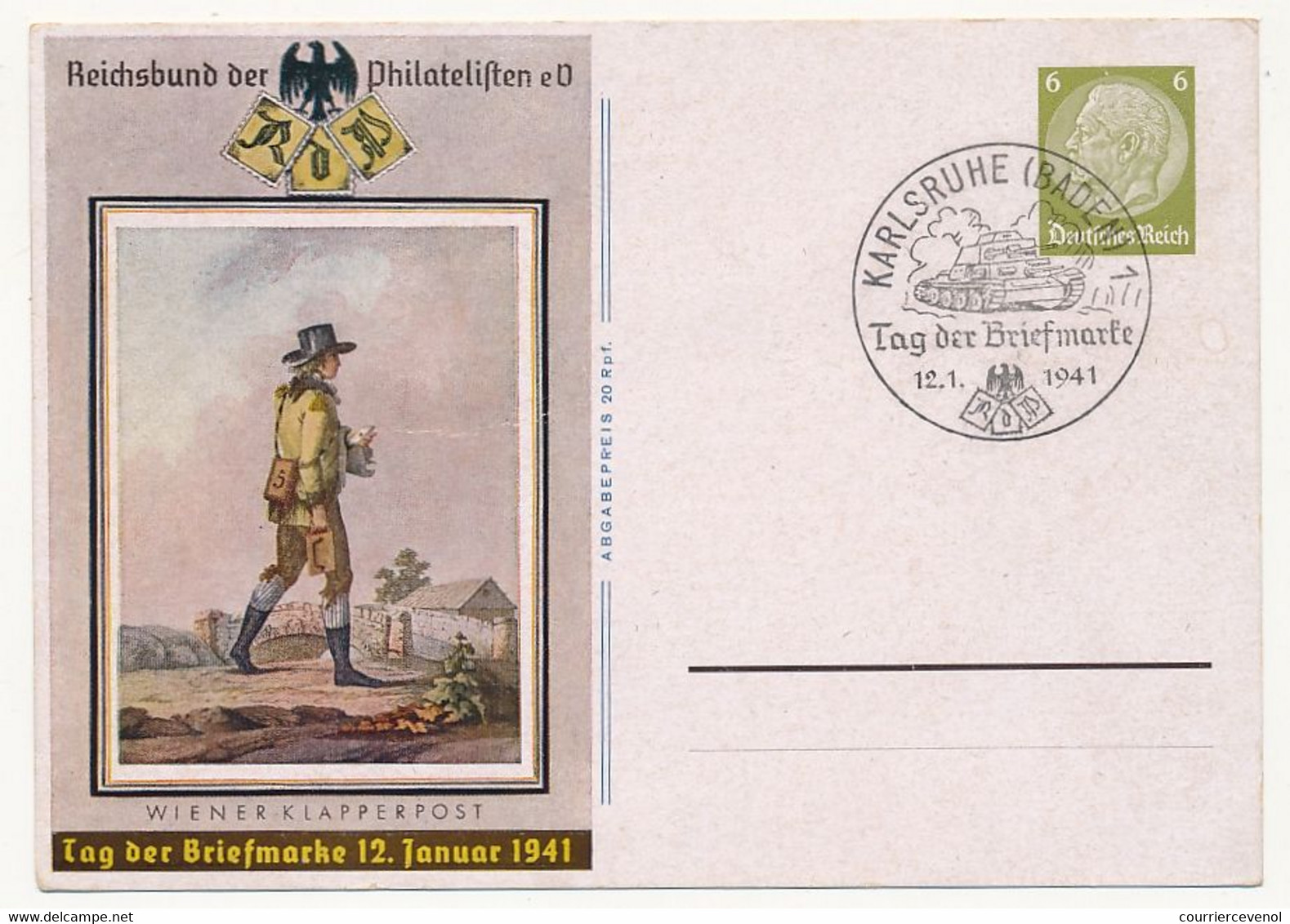 ALLEMAGNE - Entier Postal (CP) Journée Du Timbre 1941 - Karlsruhe (Baden) - Journée Du Timbre