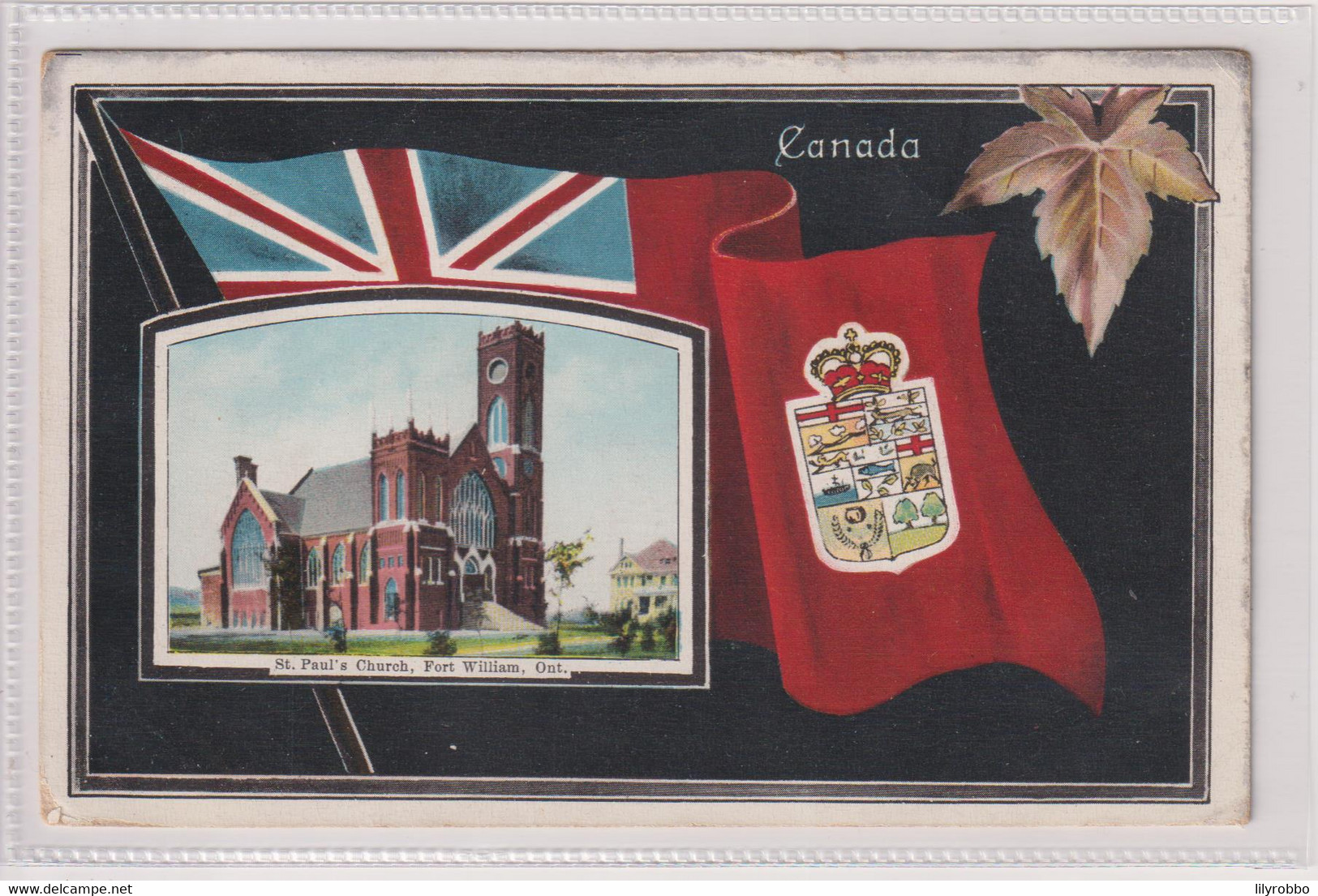 CANADA -  FORT WILLIAM -  St Paul's Church - Crest And UK Flag Etc -1910 Used - Andere & Zonder Classificatie