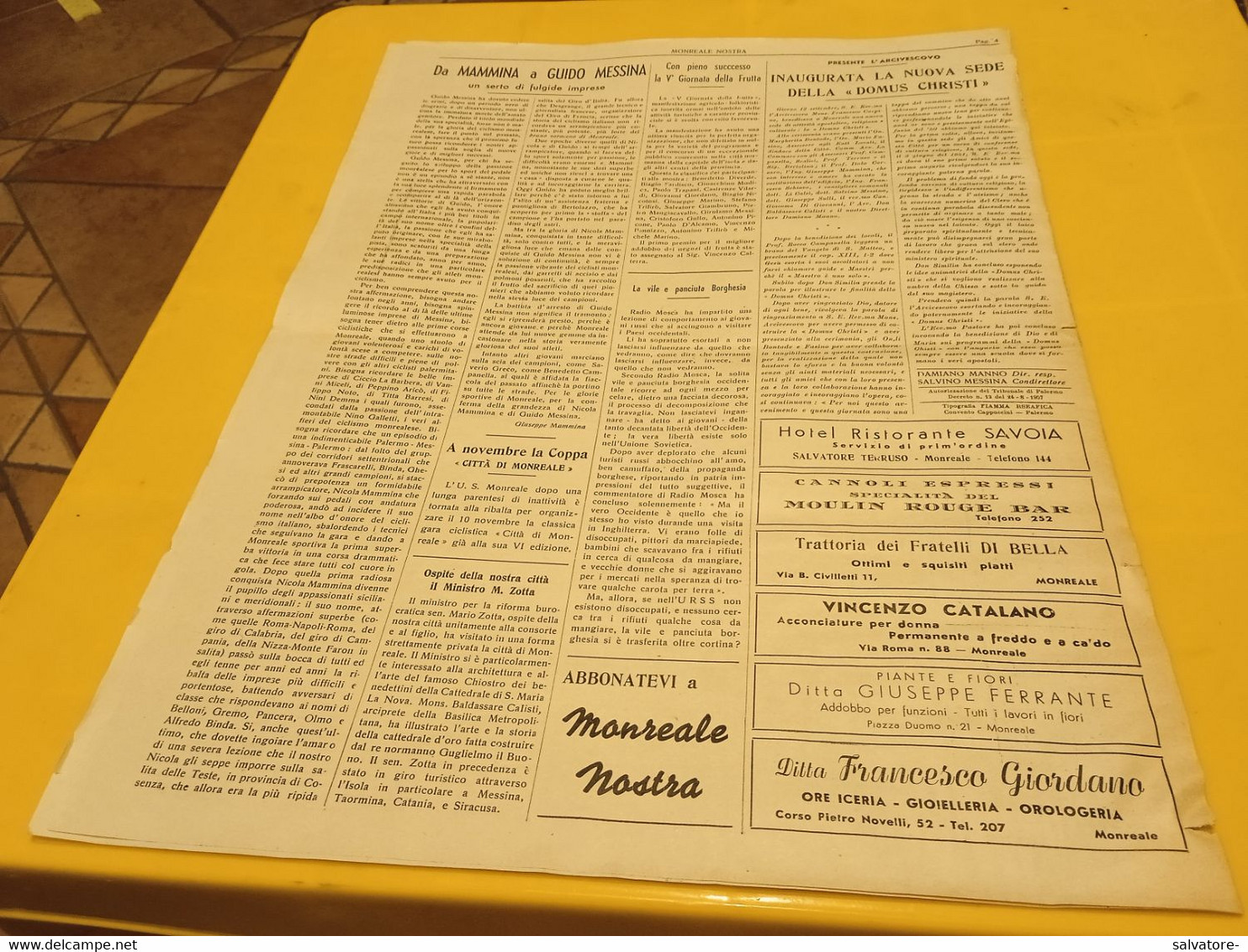 MONREALE NOSTRA- PERIODICO TURISTICO CULTURALE ANNO 1 NUMERO 2-3  - SETT.-OTT. 1957 - Premières éditions