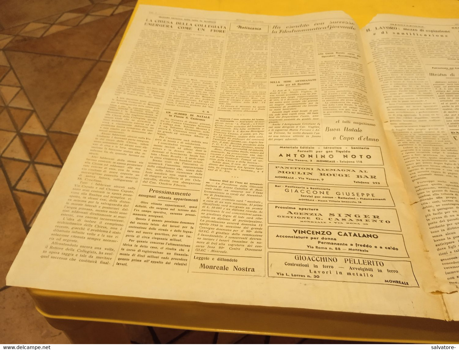 MONREALE NOSTRA- PERIODICO TURISTICO CULTURALE ANNO 1 NUMERO 5- 15 DICEMBRE 1957 - First Editions