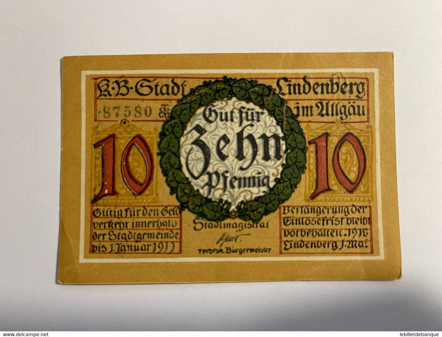 Allemagne Notgeld Lindenberg 10  Pfennig - Sammlungen