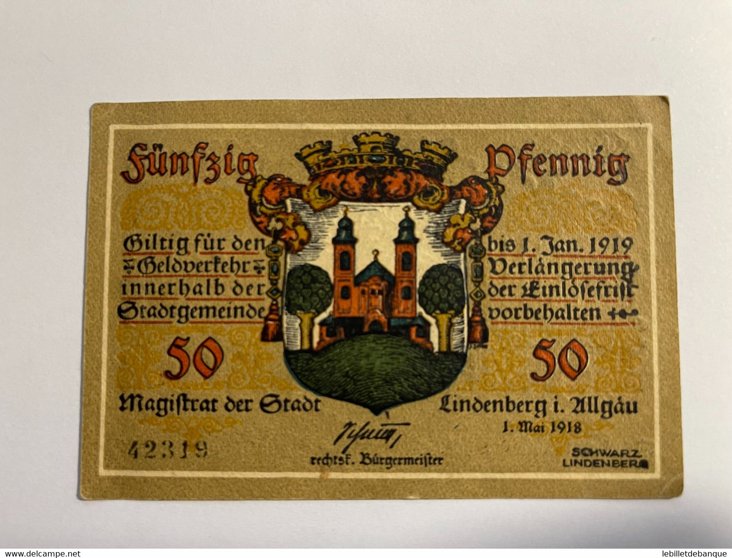 Allemagne Notgeld Lindenberg 50  Pfennig - Collections