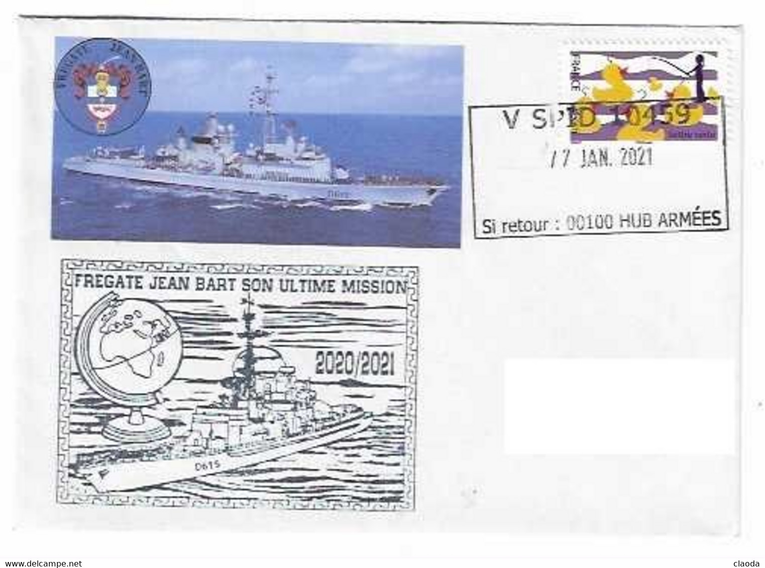 18235 - FREGATE  JEAN BART ULTIME MISSION 2020-2021 (CACHET SPID 10459) - Naval Post