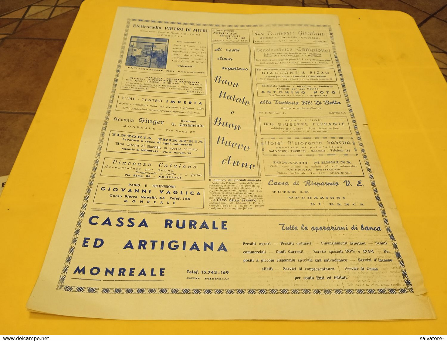 MONREALE NOSTRA- PERIODICO TURISTICO CULTURALE ANNO 2 NUMERO 11-12- 15 DICEMBRE 1958 - First Editions