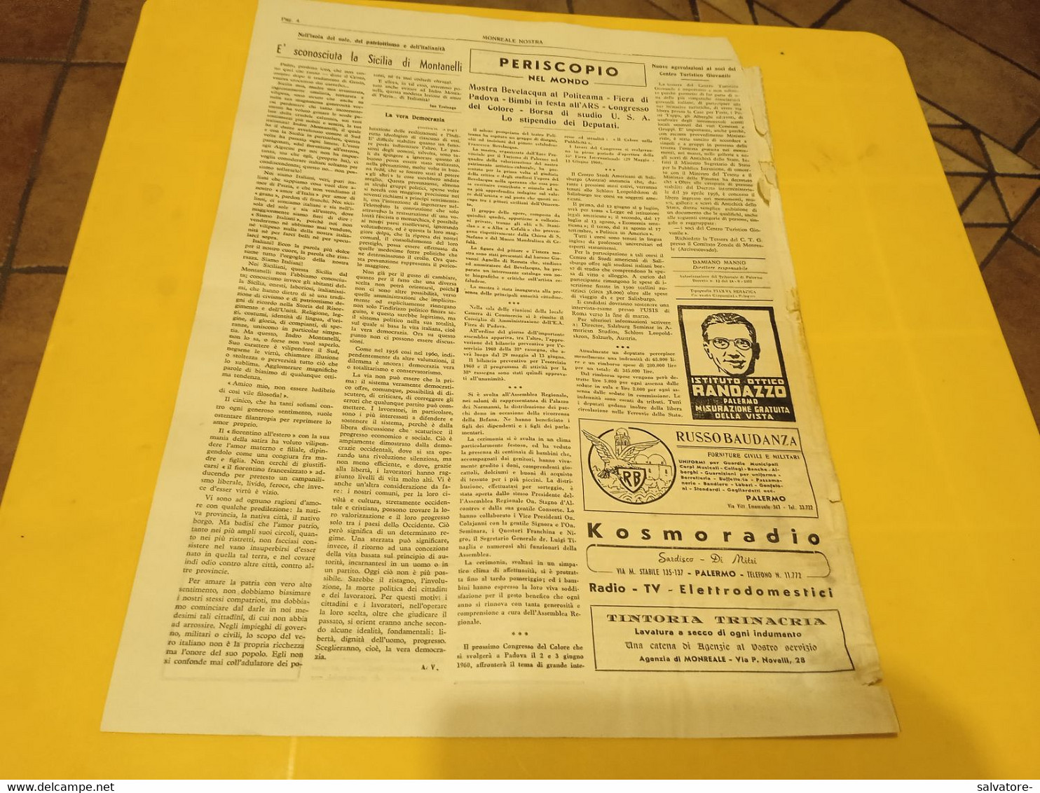 MONREALE NOSTRA- PERIODICO TURISTICO CULTURALE ANNO IV- NUMERO 3- 15 MARZO1960 - Premières éditions