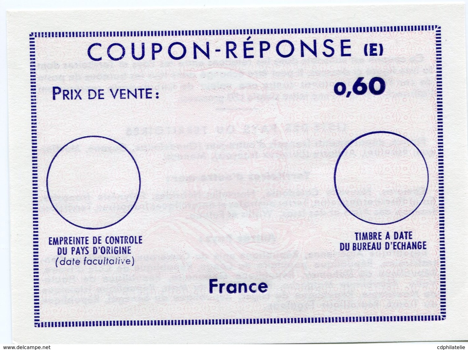 FRANCE COUPON- REPONSE  NEUF DE 0,60 - Reply Coupons