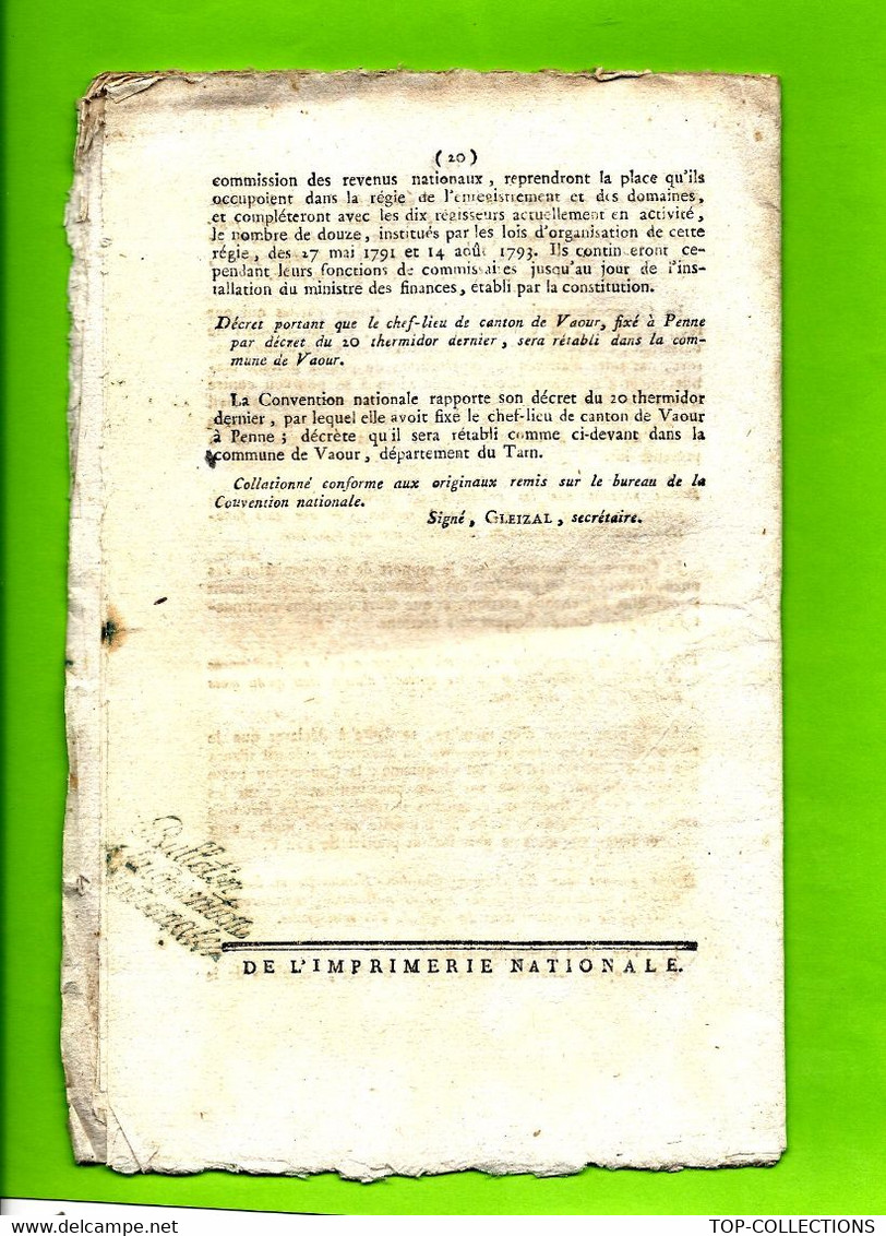 Paris 1795 CONVENTION NATIONALE DECRET SUR LES GENS DE MER VAISSEAUX DE LA REPUBLIQUE MARINE NAVIGATION  Sur 10 Pages - Gesetze & Erlasse