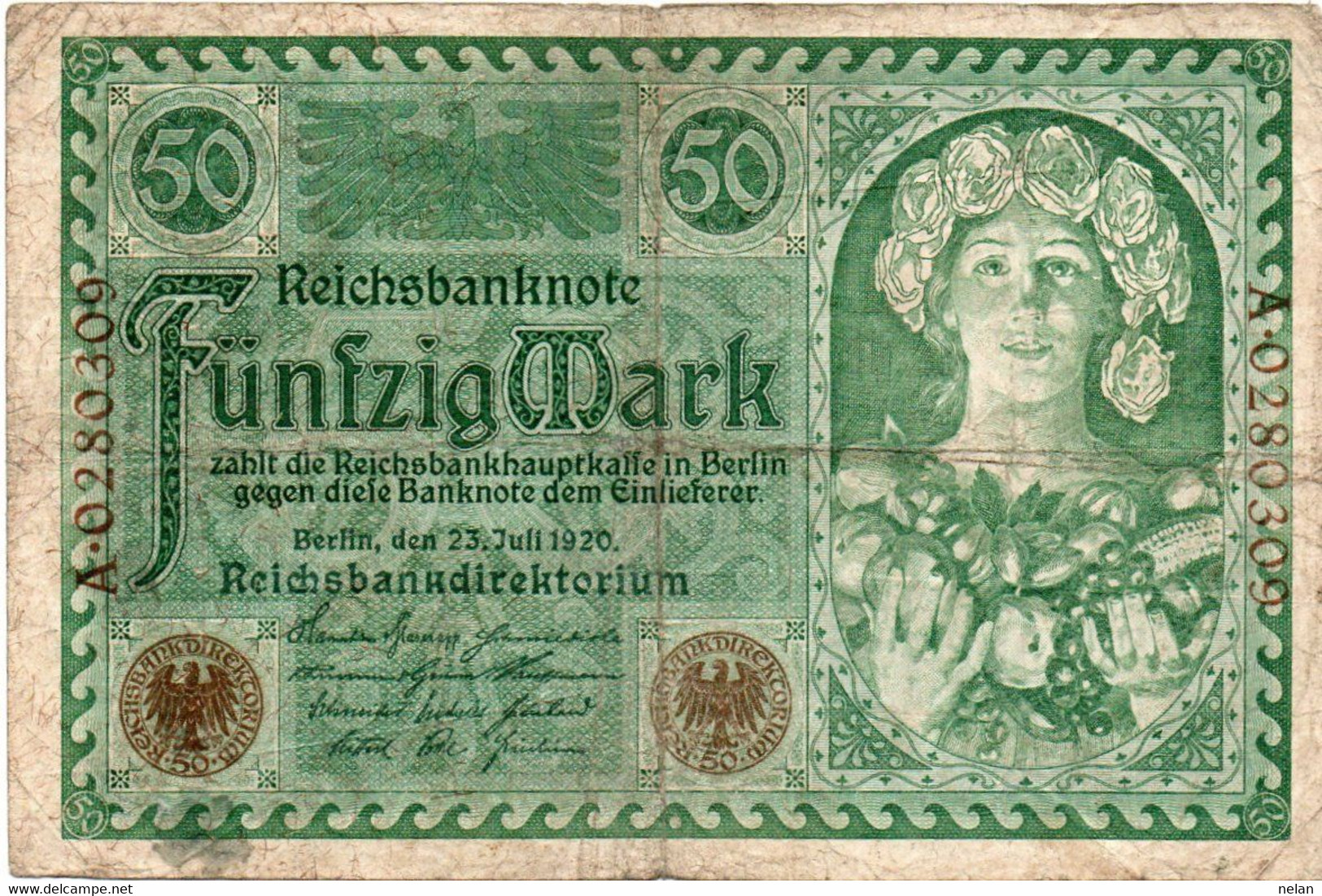 GERMANIA  50 MARK 1920 - Wor:P-68, Ros:R-66 - 50 Mark