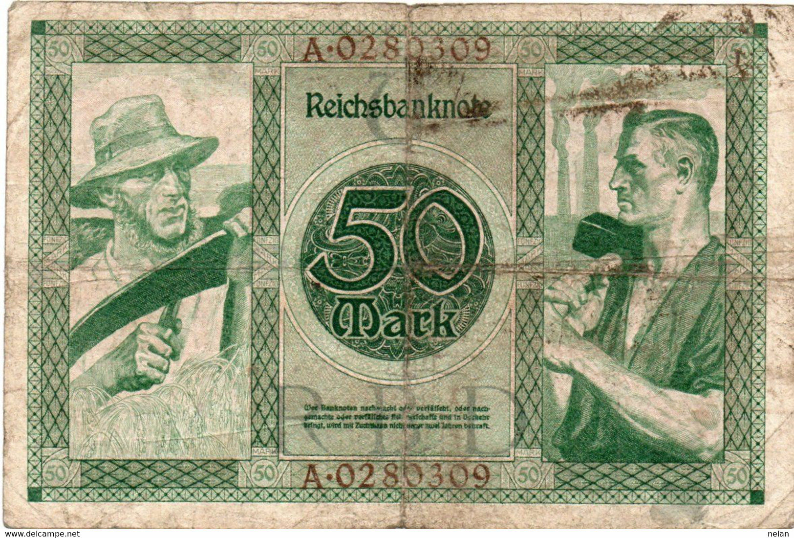 GERMANIA  50 MARK 1920 - Wor:P-68, Ros:R-66 - 50 Mark