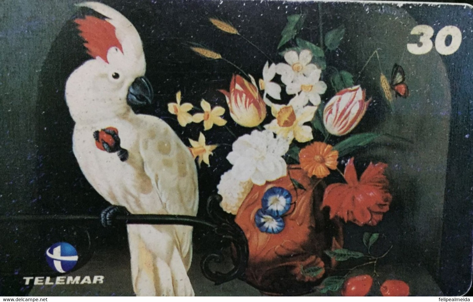 Phone Card Manufactured By Telemar In 2000 - Painting Cockatoo And Flowers - Painter Nilton Mendoça - Pittura