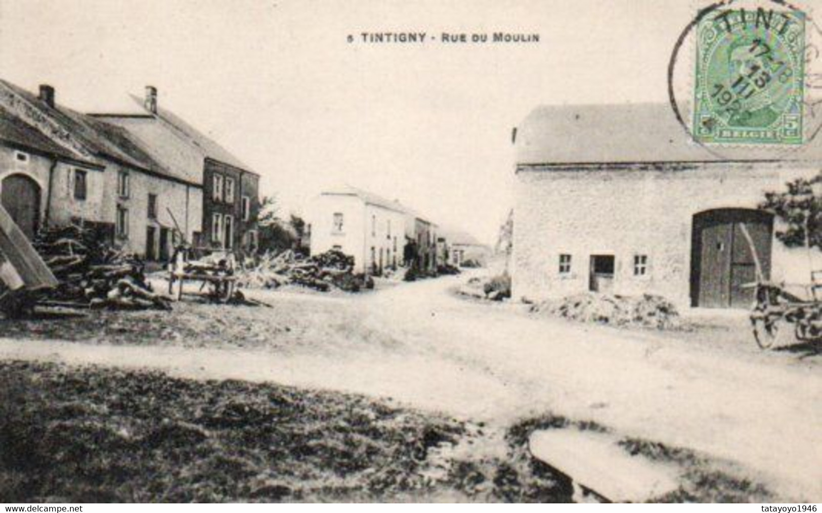 Tintigny  Rue Du Moulin Charette Tas De Bois Voyagé En 1922 - Tintigny