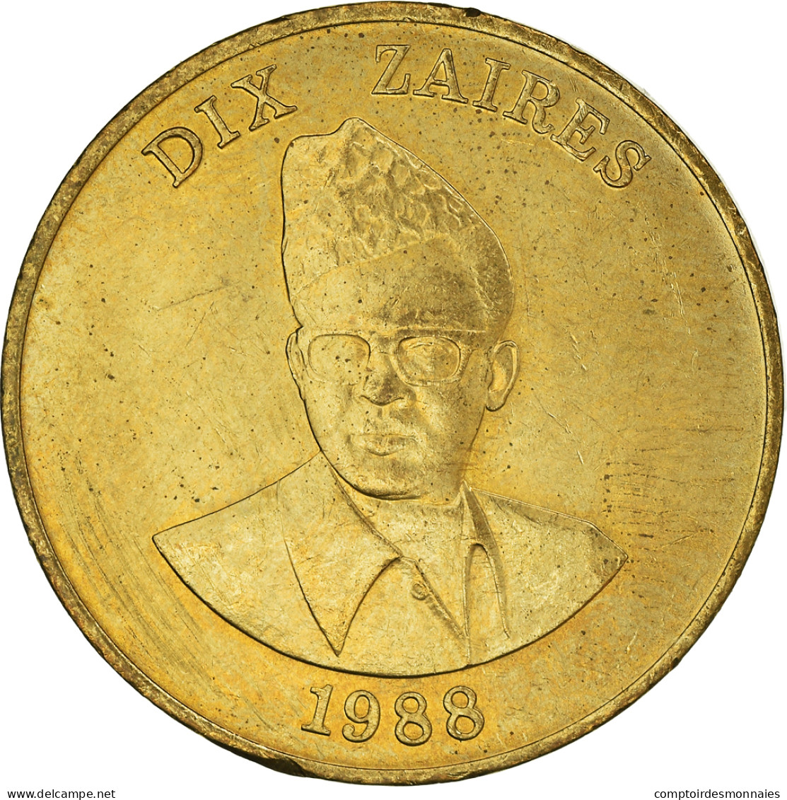 Monnaie, Zaïre, 10 Zaïres, 1988, SUP+, Laiton, KM:19 - Zaire (1971-97)