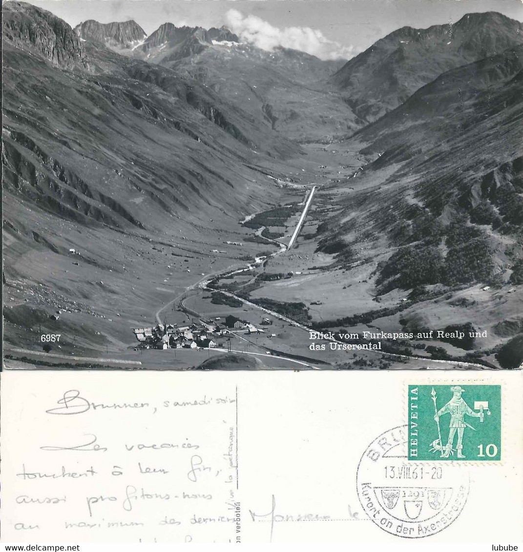 Furkapass - Blick Auf Realp Und Urserental          Ca. 1950 - Realp