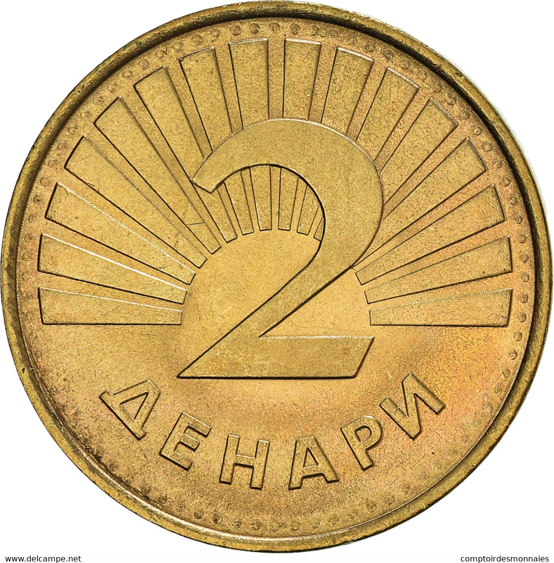 Monnaie, Macédoine, 2 Denari, 2001, SPL+, Laiton, KM:3 - Macédoine Du Nord