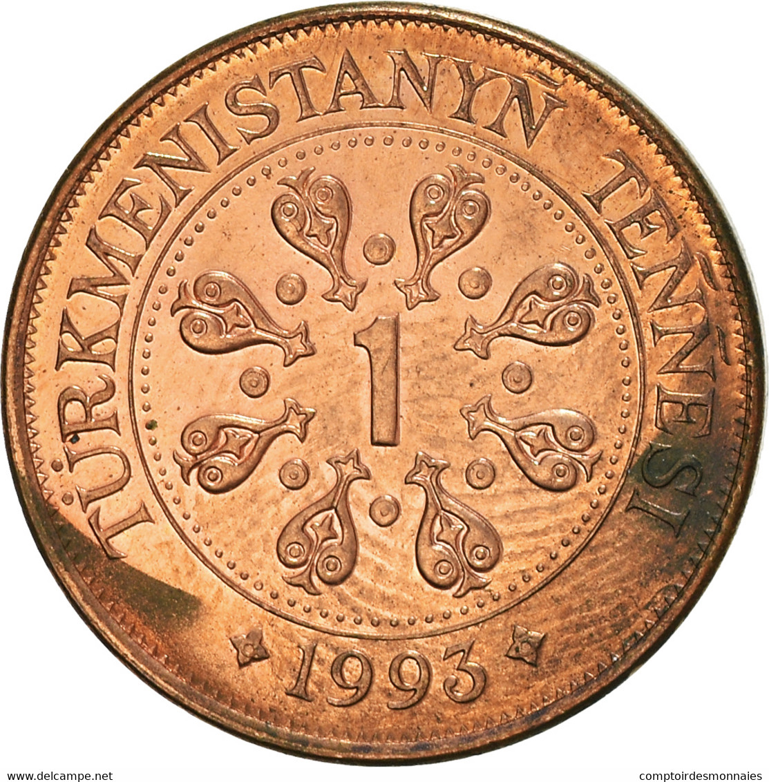 Monnaie, Turkmanistan, Tenge, 1993, TB+, Cuivre Plaqué Acier, KM:1 - Turkmenistan