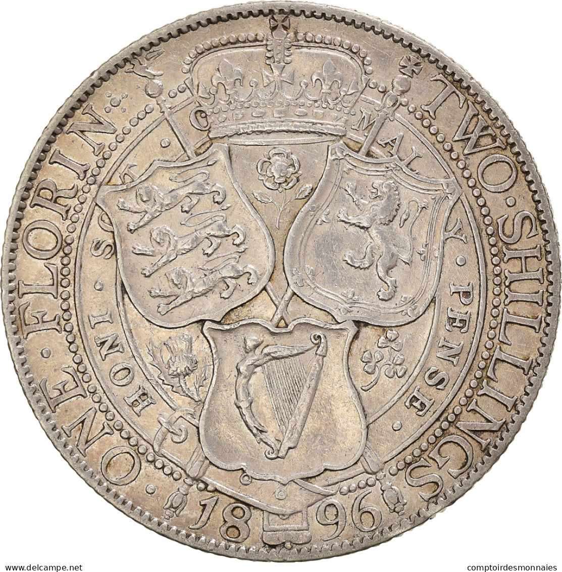 Monnaie, Grande-Bretagne, Victoria, Florin, Two Shillings, 1896, Londres, TTB - J. 1 Florin / 2 Shillings