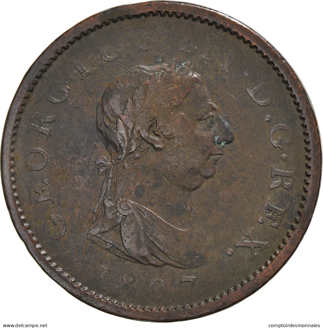 Monnaie, Grande-Bretagne, George III, Penny, 1807, TB+, Cuivre, KM:663 - C. 1 Penny